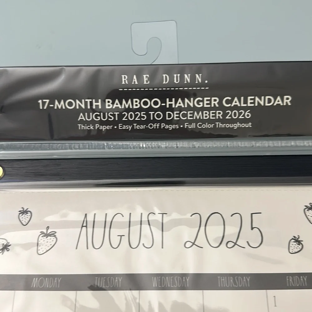 NWT Rae Dunn Bamboo Hanging Calendar